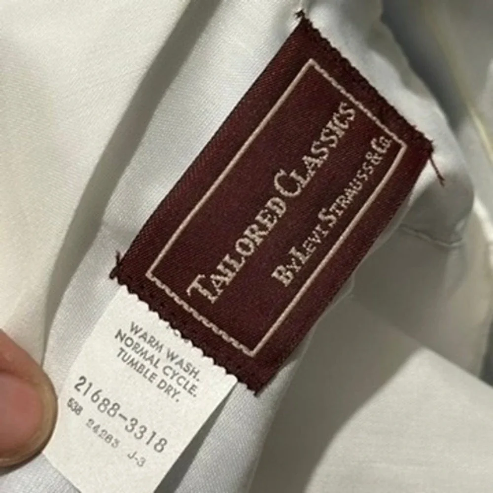 Levi Strauss Tailored Classics Mens 48L Blue White Linen Look Suit & Pants